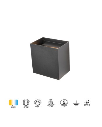 DAVOS XL* APLIQUE EXTERIOR LED* 2*10W 3000K NEGRO ARENADO